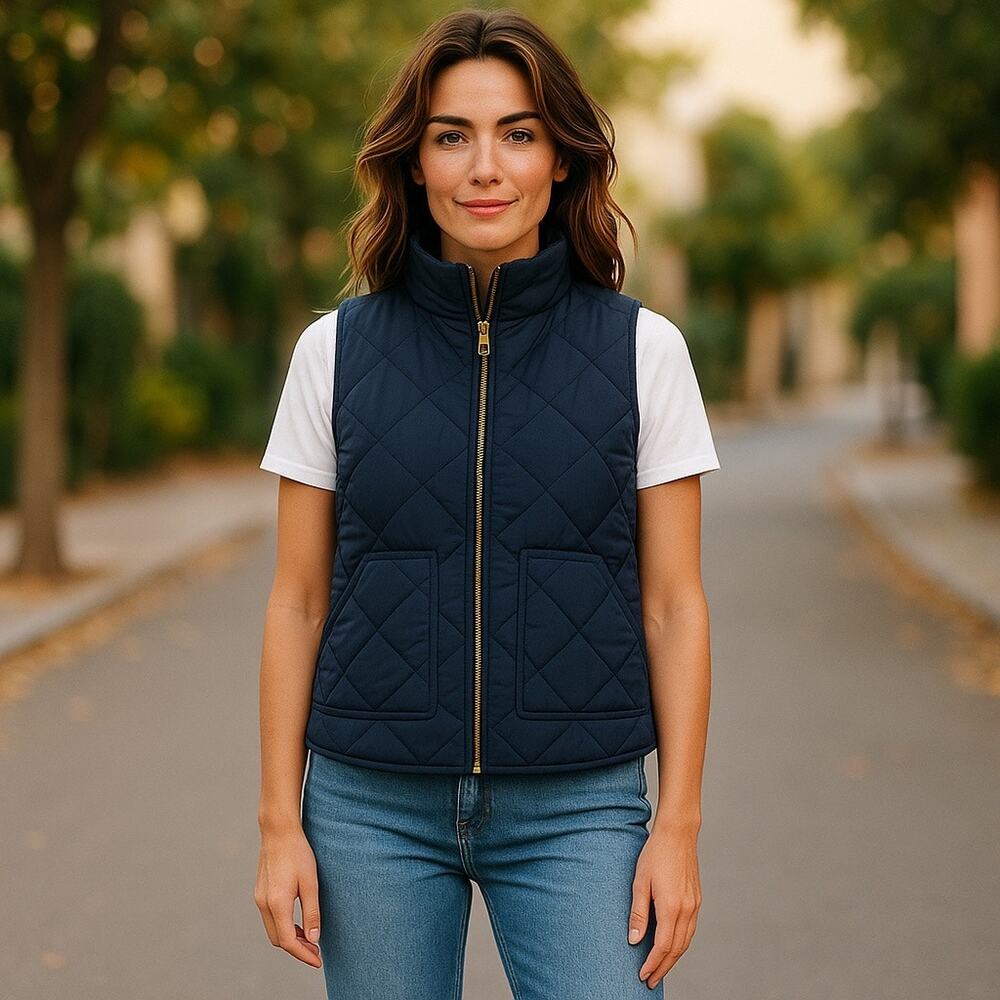 J.Crew Women’s Quilted Vest Navy Blue XXS